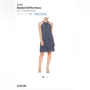 SLNY chiffon grey dress - size 4 petite